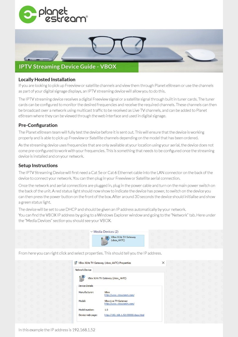 Planet eStream VBOX Application guide