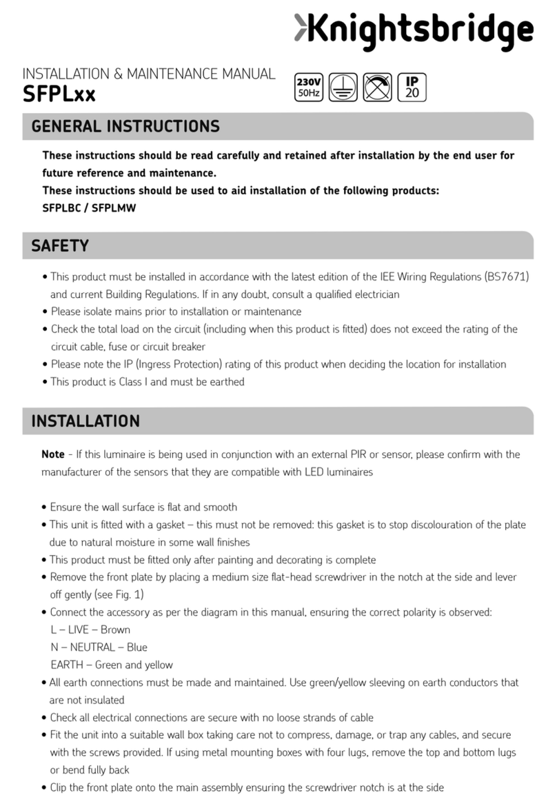 ML Accessories Knightsbridge SFPL Series Installation & maintenance manual