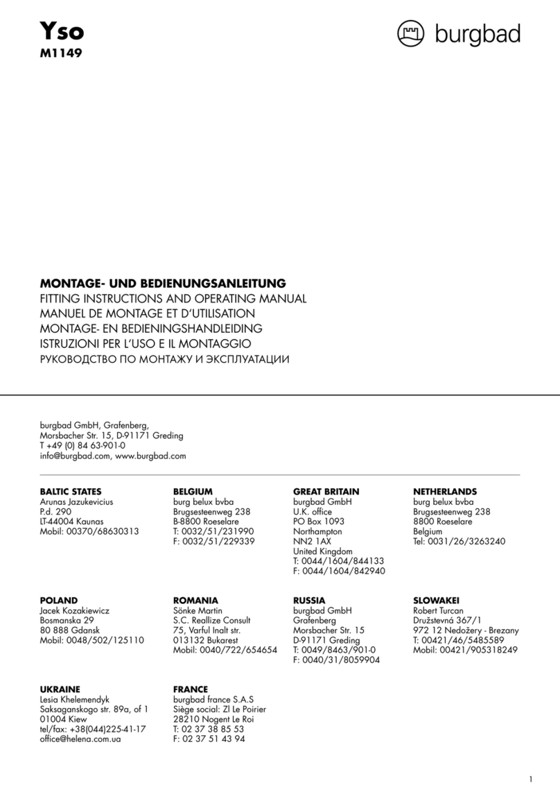 burgbad Yso M1149 FITTING INSTRUCTIONS AND OPERATING MANUAL