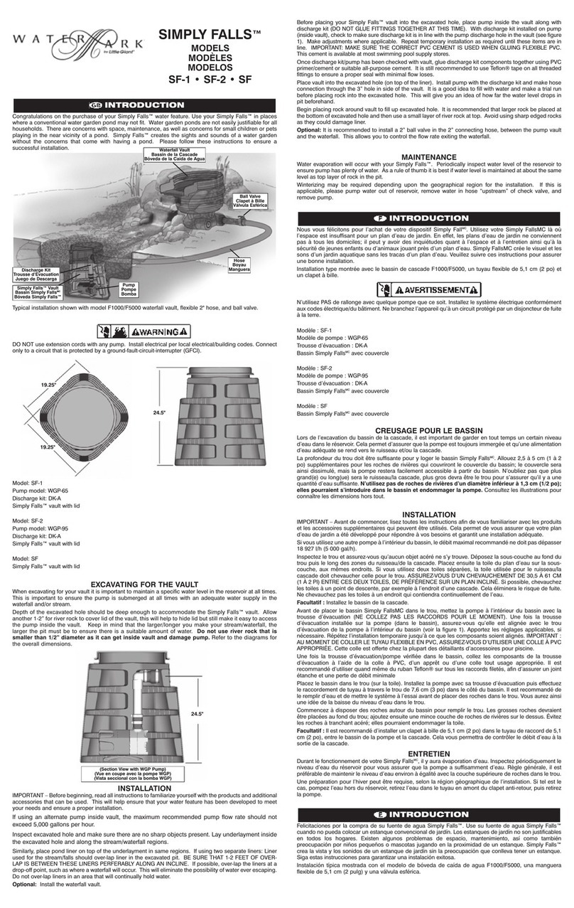 Little Giant WaterMark Simply Falls SF-1 quick start guide Little Giant WaterMark Simply Falls SF-1 quick start guide