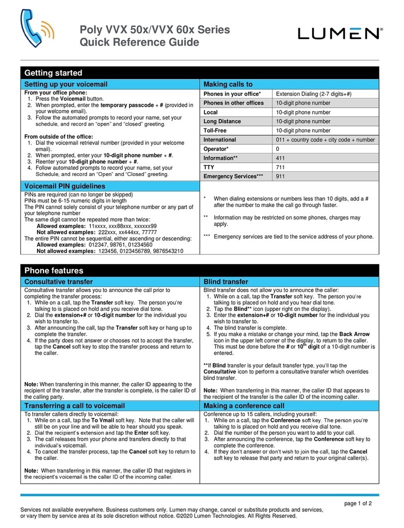 Lumen Poly VVX 50x Series Quick reference guide