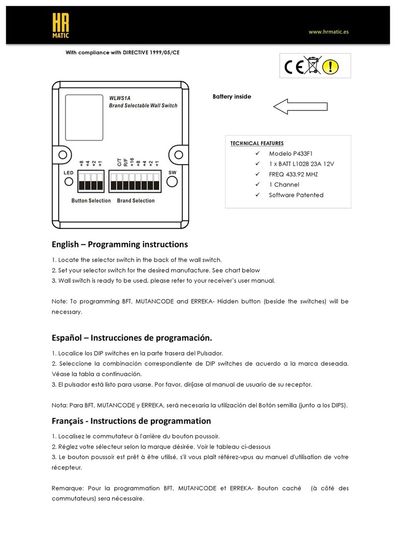 HR Matic P433F1 Programming instructions