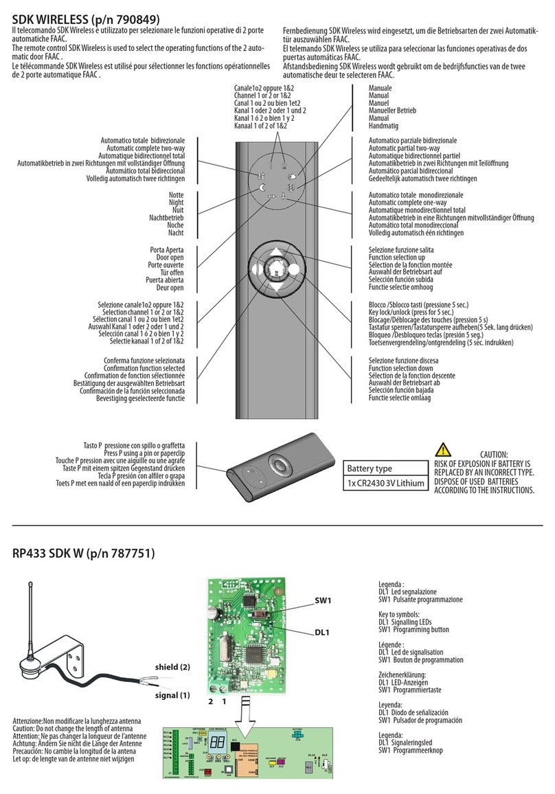 FAAC SDK WIRELESS User manual