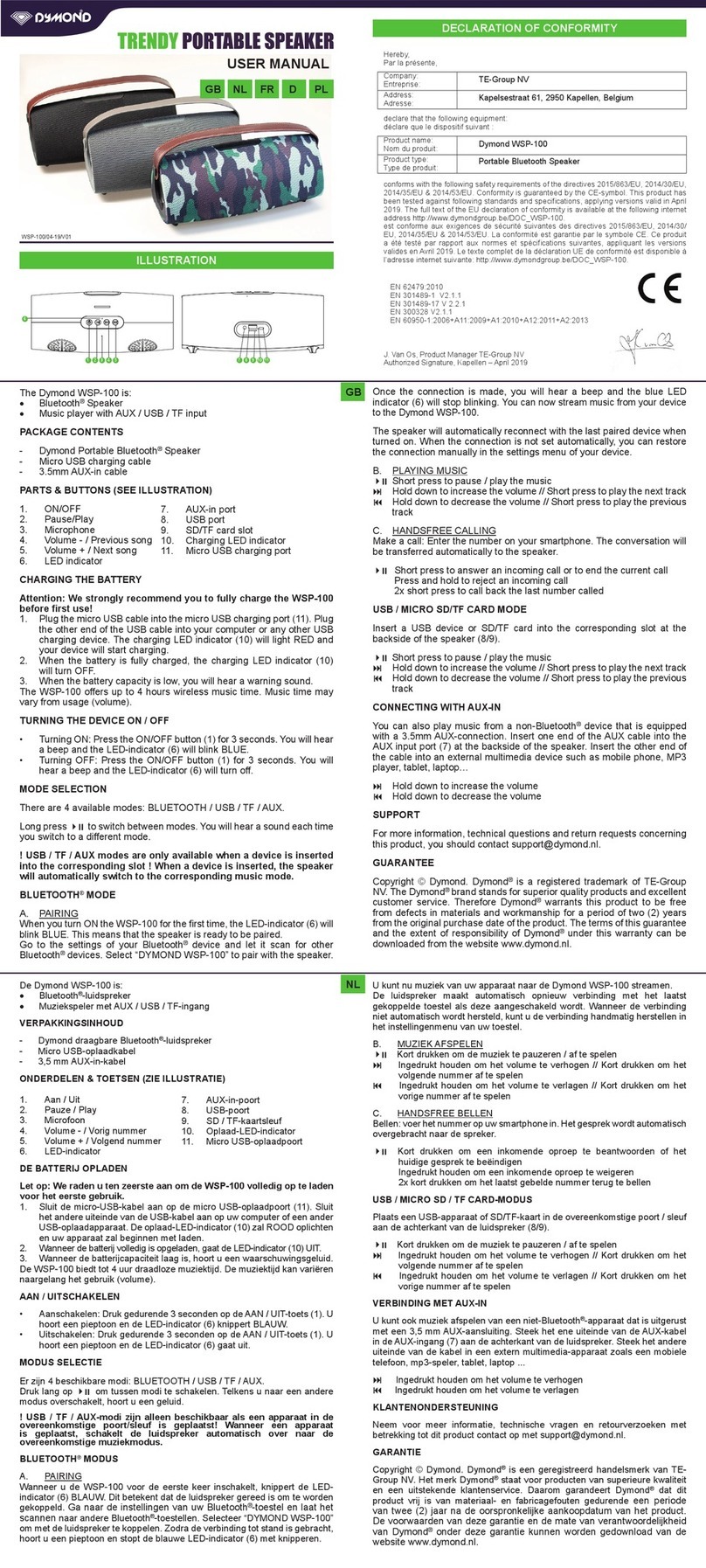 Dymond WSP-100 user manual