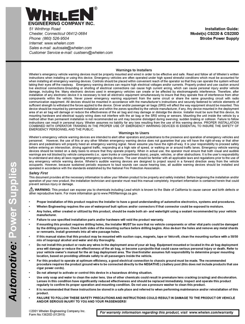 Whelen Engineering Company CS220 installation guide