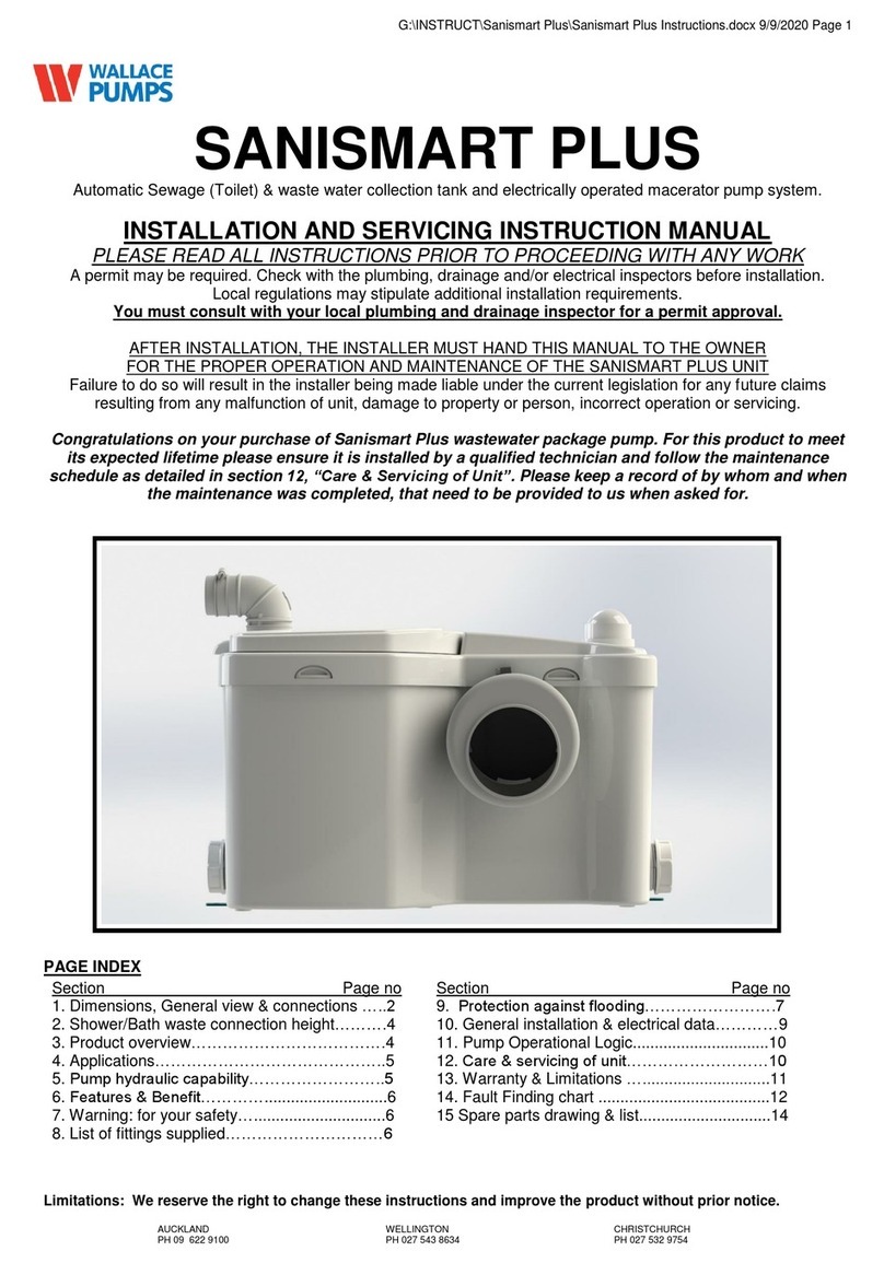 Wallace Pumps SANISMART PLUS INSTALLATION AND SERVICING INSTRUCTION MANUAL