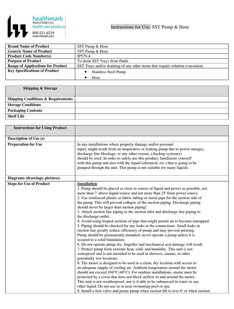 Healthmark SST Pump & Hose Instructions for use