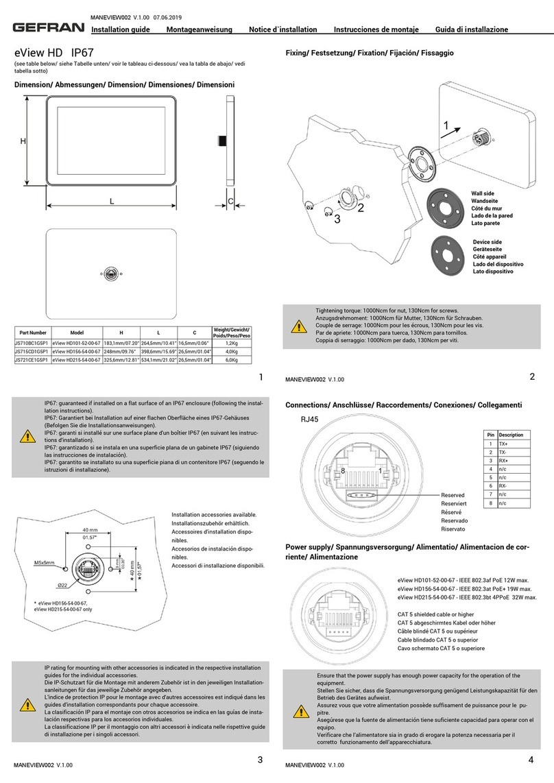 gefran eView HD IP67 Series User manual