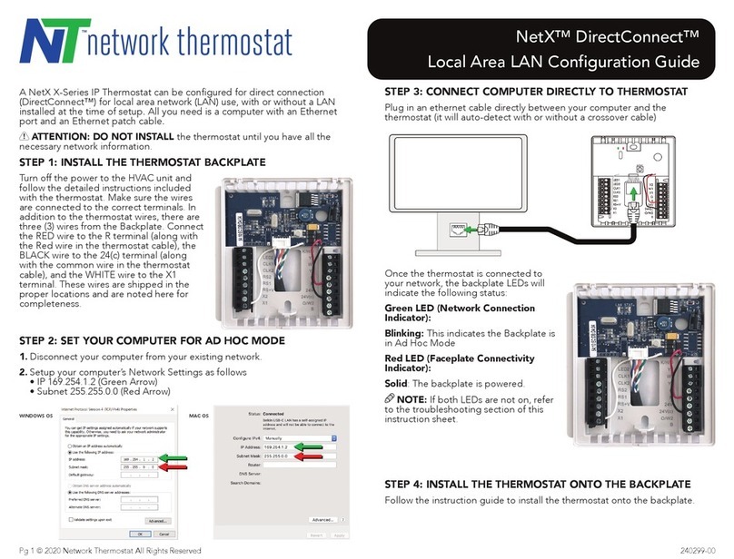 Network Thermostat DirectConnect NetX X Series User manual