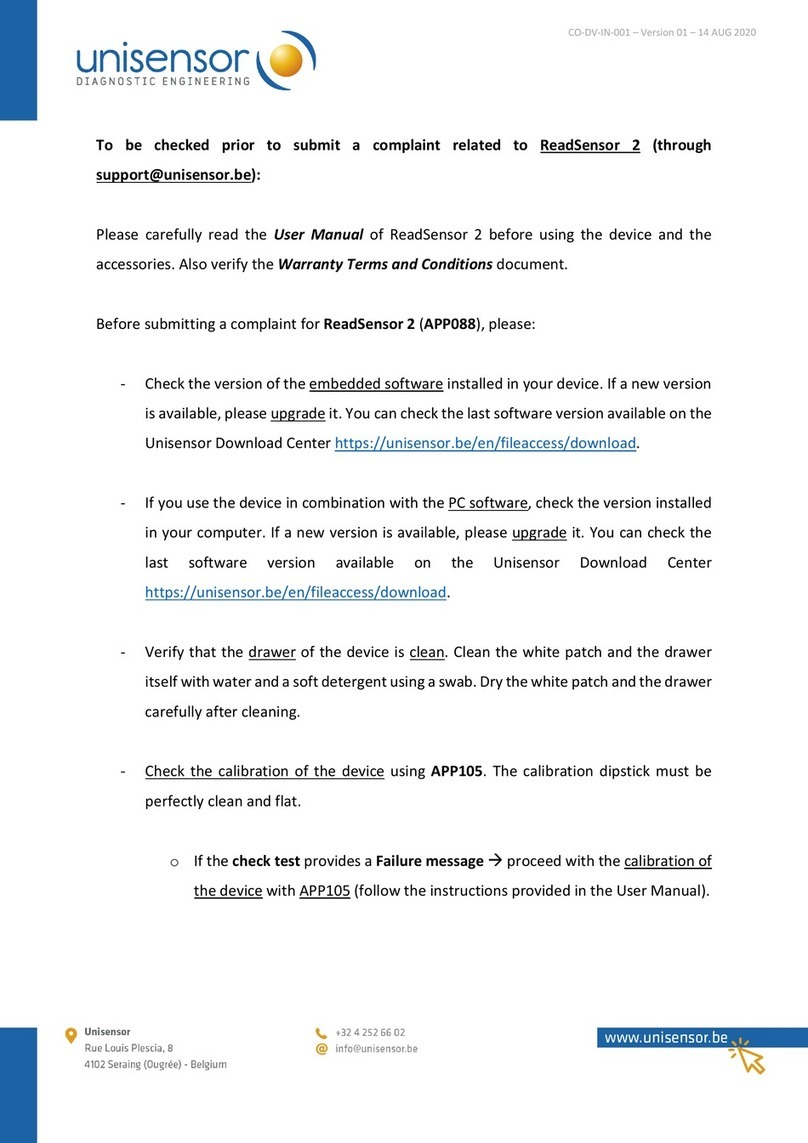 Unisensor ReadSensor 2 Checklist