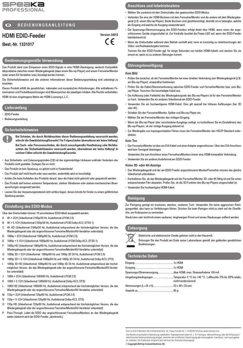 Speaka Professional 1331017 operating instructions