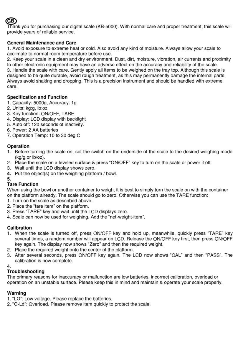 On Balance KB-5000 User manual