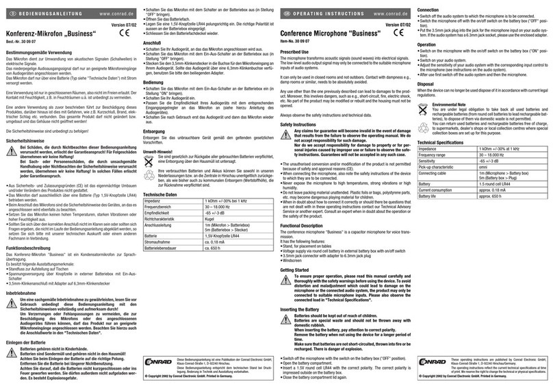 Conrad 30 09 07 User manual