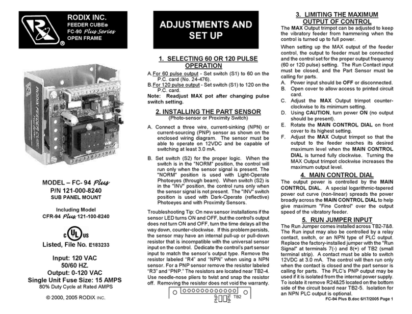 Rodix FEEDER CUBE FC-90 Plus Series User manual