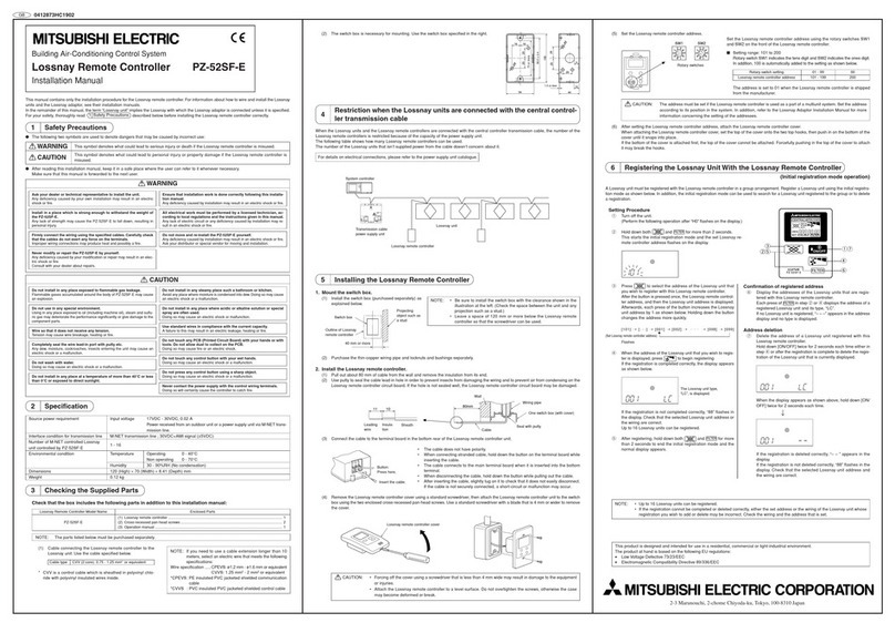 Mitsubishi Electric Lossnay PZ-52SF-E User manual
