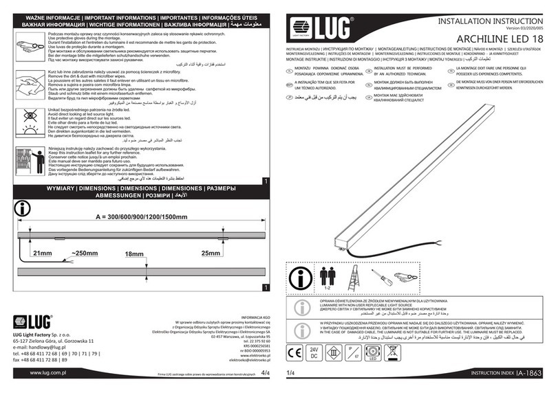 LUG ARCHILINE LED 18 Installation instruction