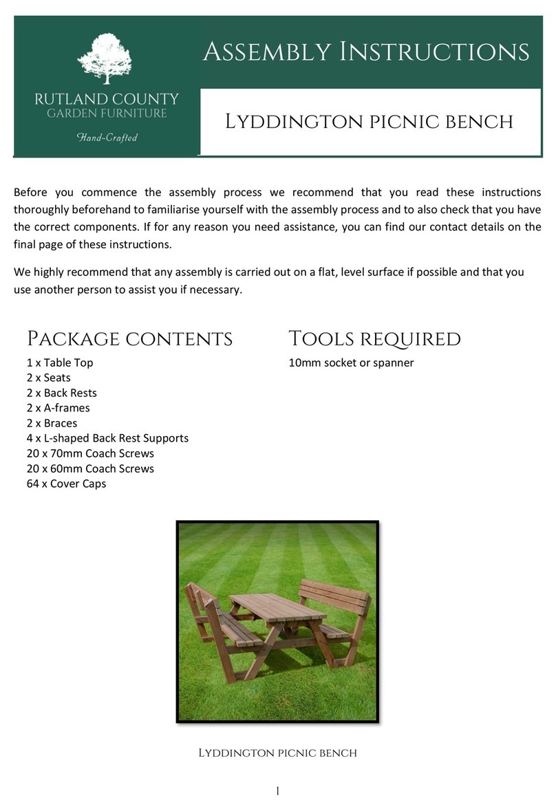 Rutland County Lyddington picnic bench Assembly instructions Rutland County Lyddington picnic bench Assembly instructions