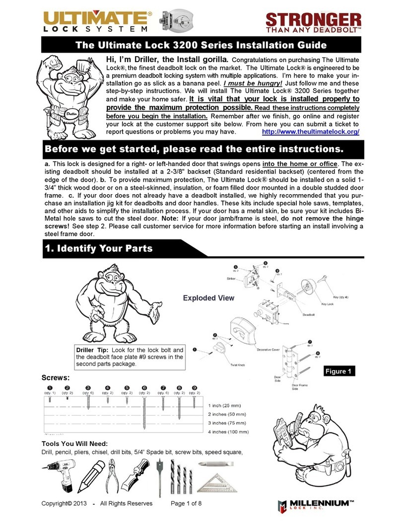 Millenium Ultimate lock 3200 Series installation guide