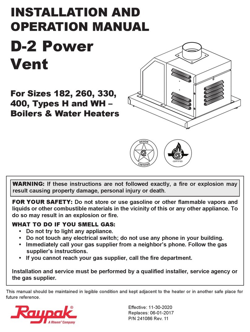 Rheem Raypak D-2 182 User manual