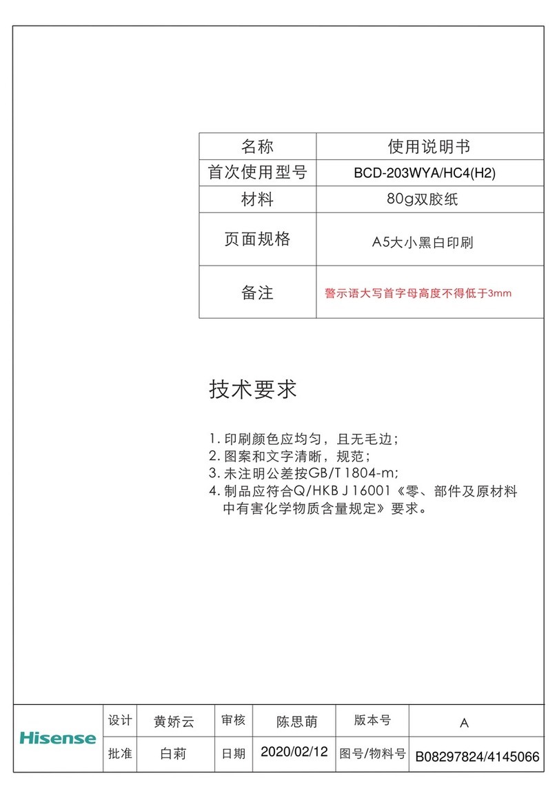 Hisense BCD-203WYA/HC4 Mounting instructions