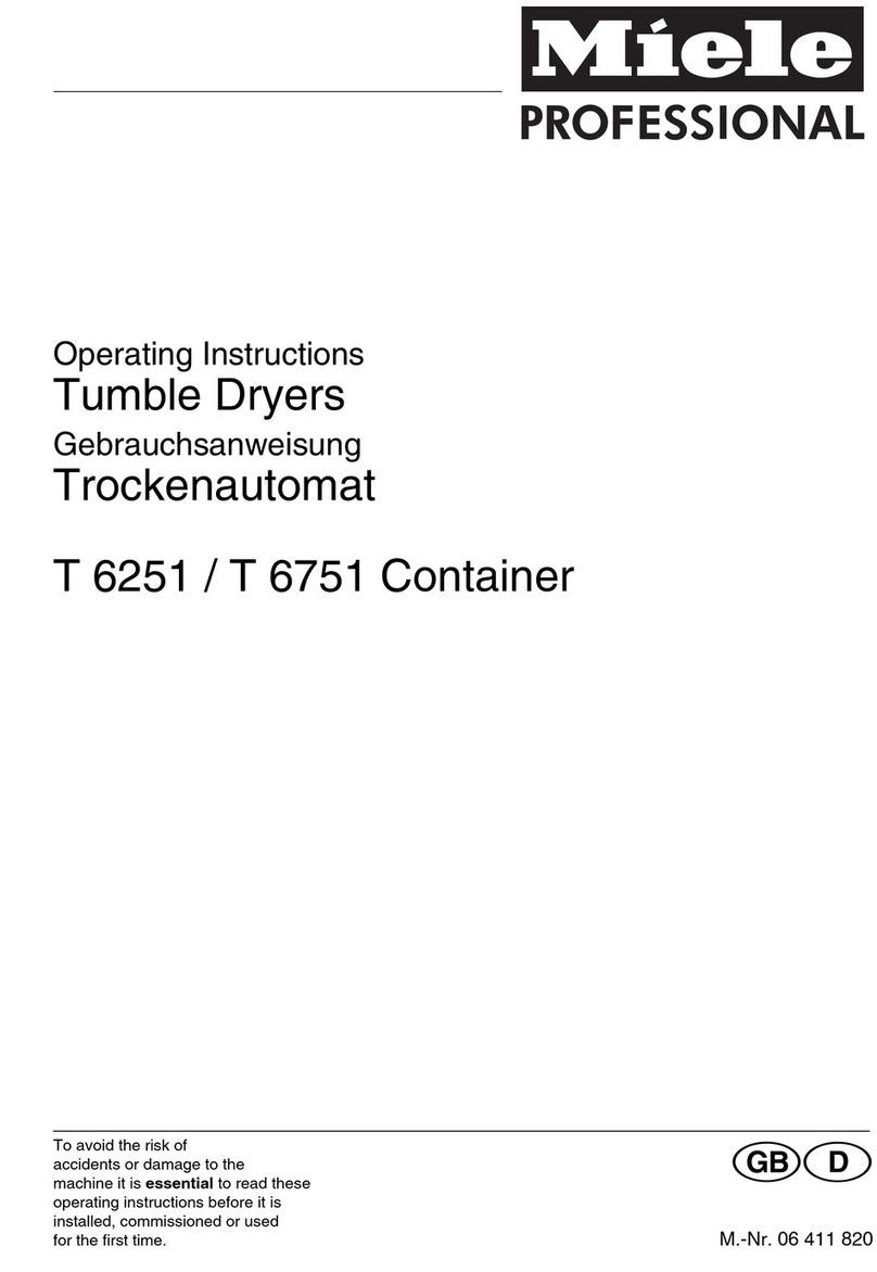 Miele professional T 6251 operating instructions