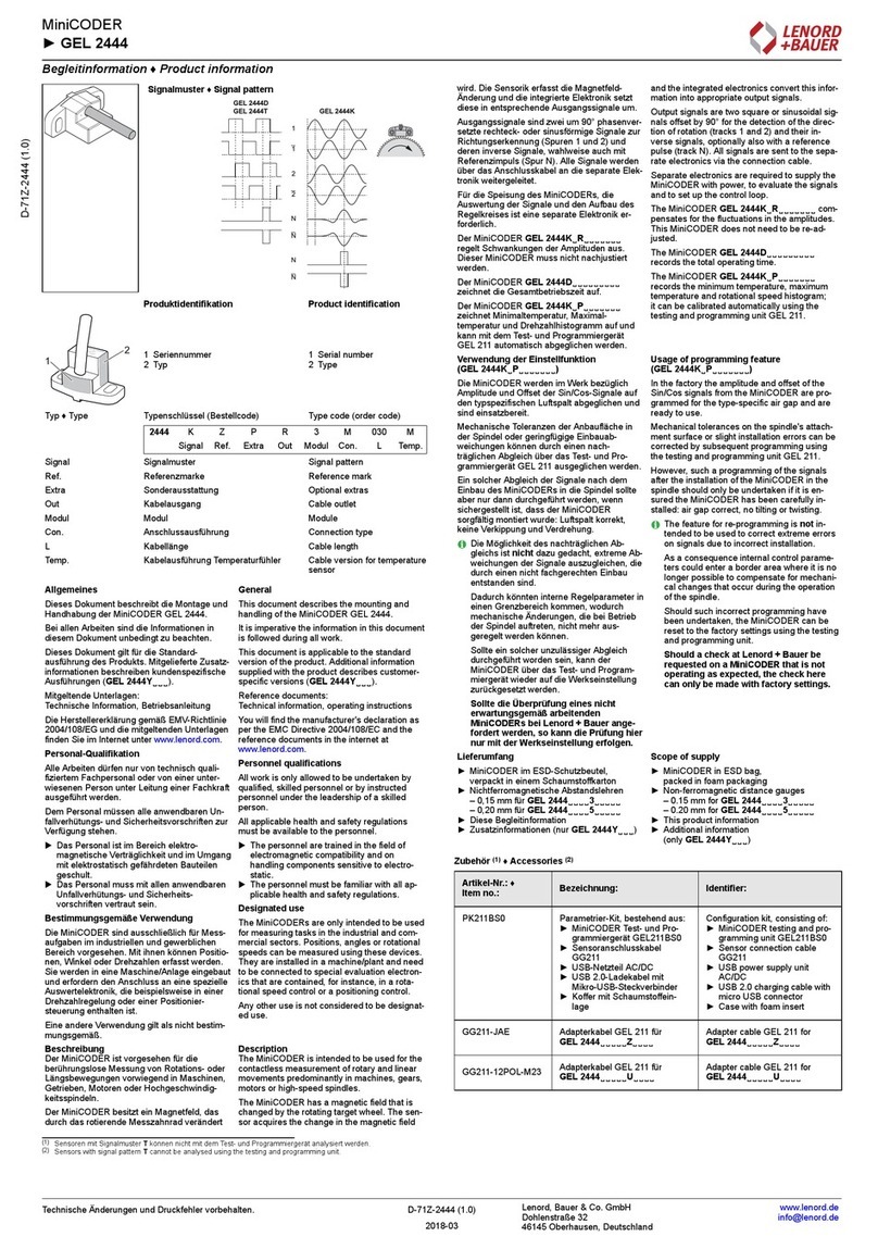Lenord, Bauer MiniCODER GEL 2444 User manual