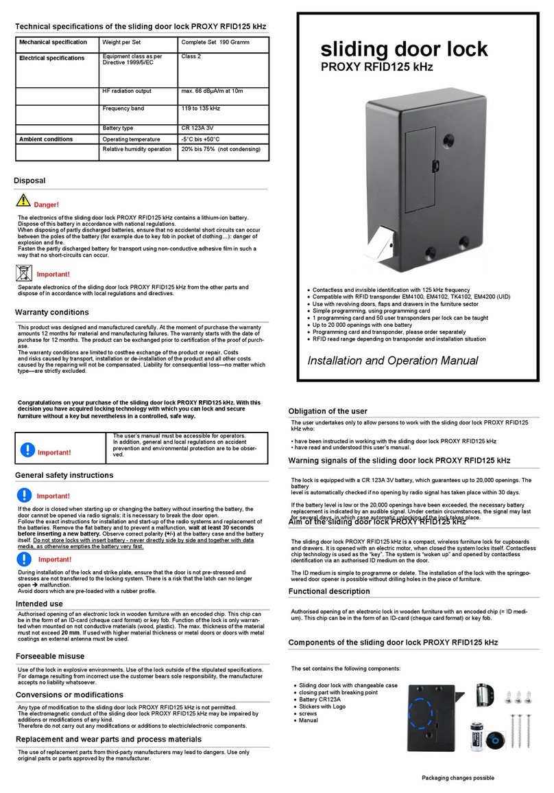 Hettich PROXY RFID125 kHz User manual