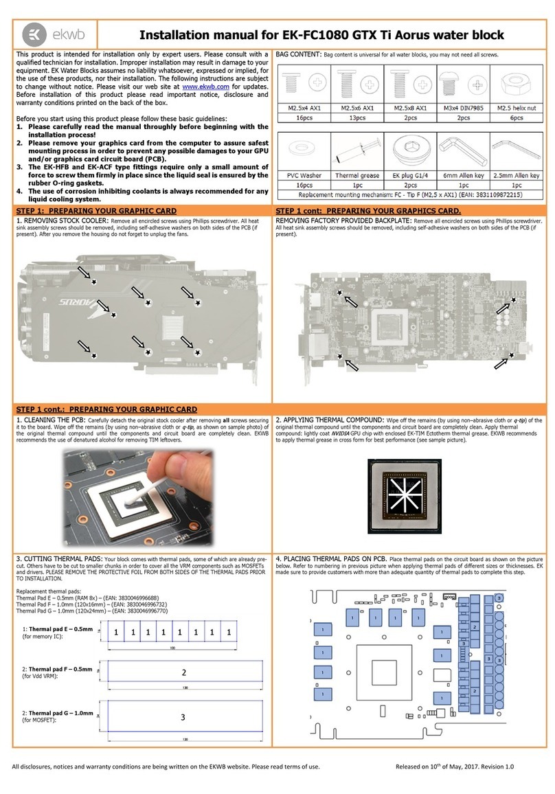 ekwb EK-FC1080 GTX Ti Aorus User manual