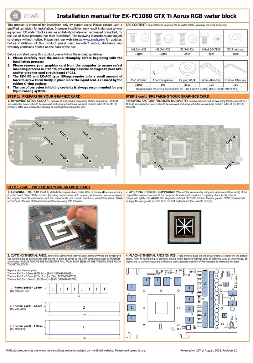 ekwb EK-FC1080 GTX Ti Aorus RGB User manual