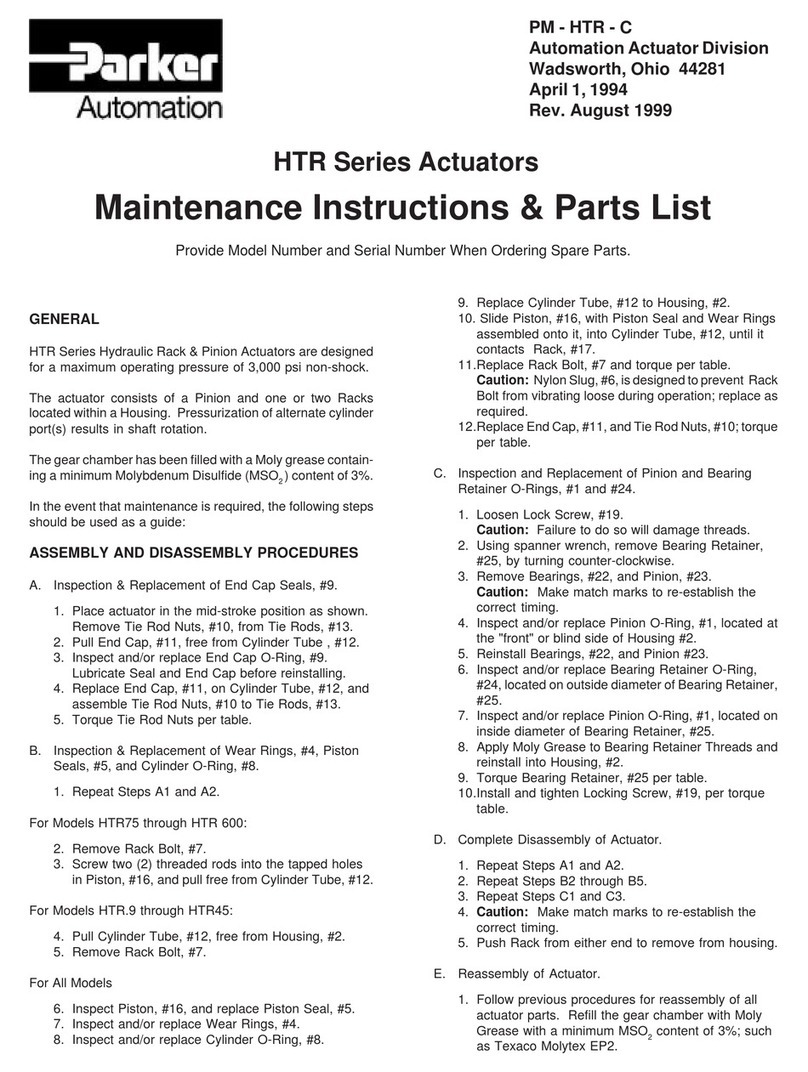Parker HTR Series Maintenance Instructions & Parts List