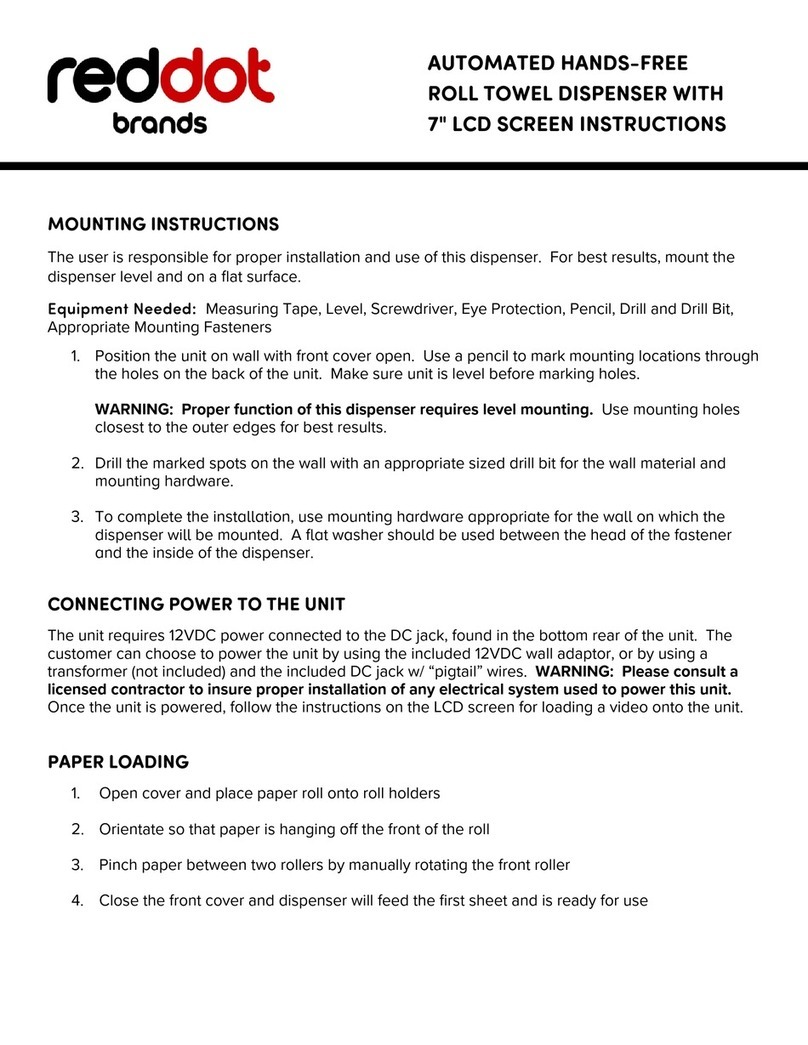 Reddot AUTOMATED HANDS-FREE ROLL TOWEL DISPENSER Mounting instructions