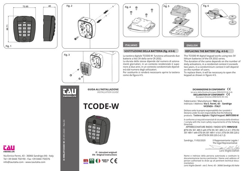 tau TCODE-W Original instructions