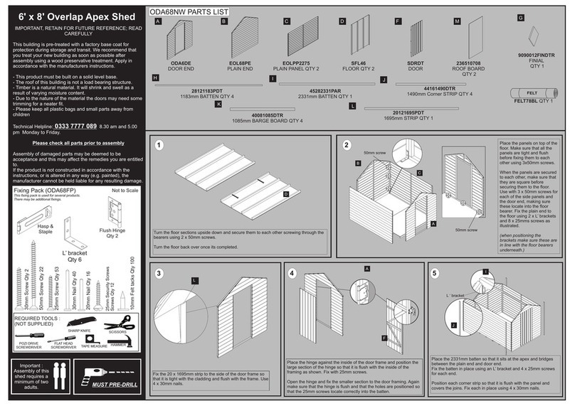 Forest garden Overlap Apex Shed ODA68NW User manual