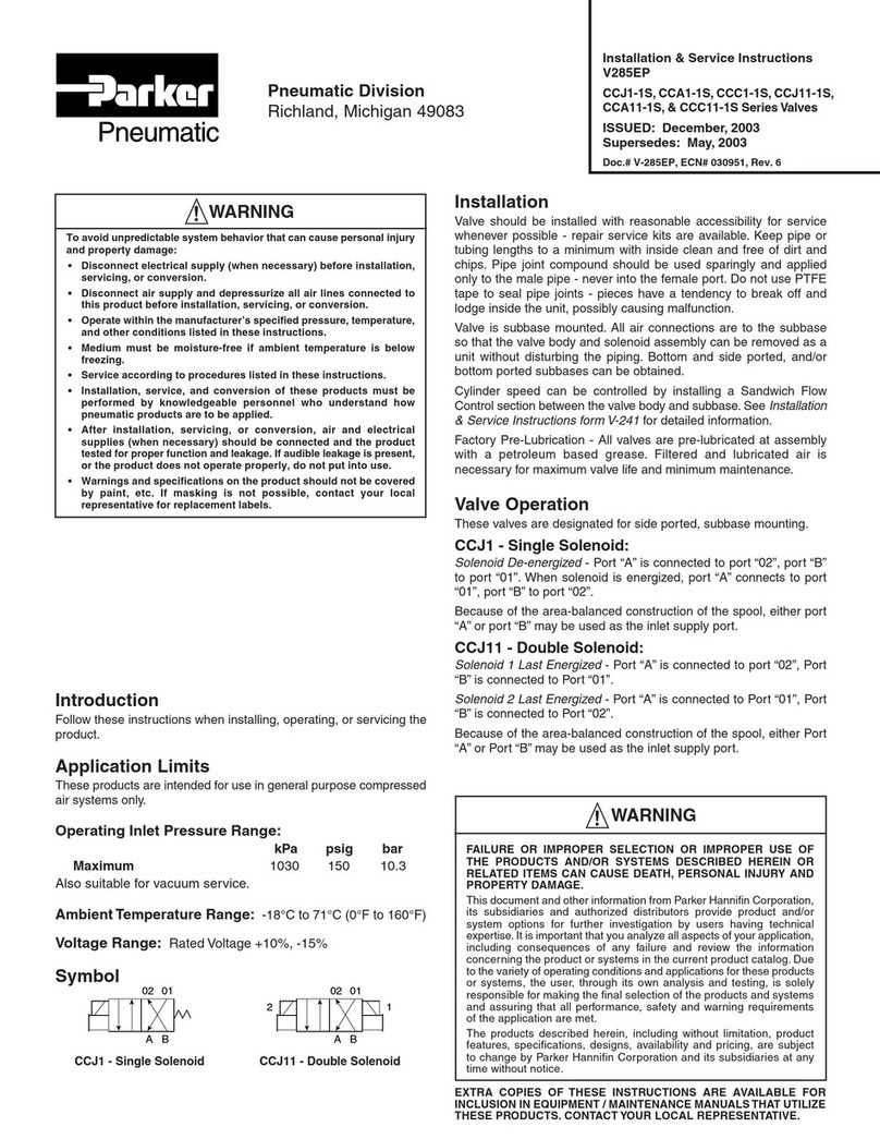 Parker Pneumatic CCJ1-1S Series Installation & service instructions