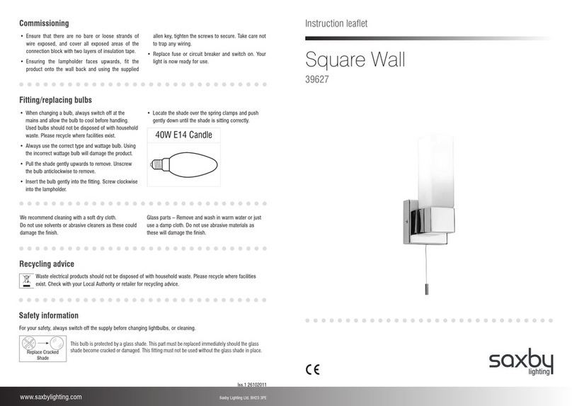 Saxby Lighting Square Wall 39627 Instruction leaflet Saxby Lighting Square Wall 39627 Instruction leaflet