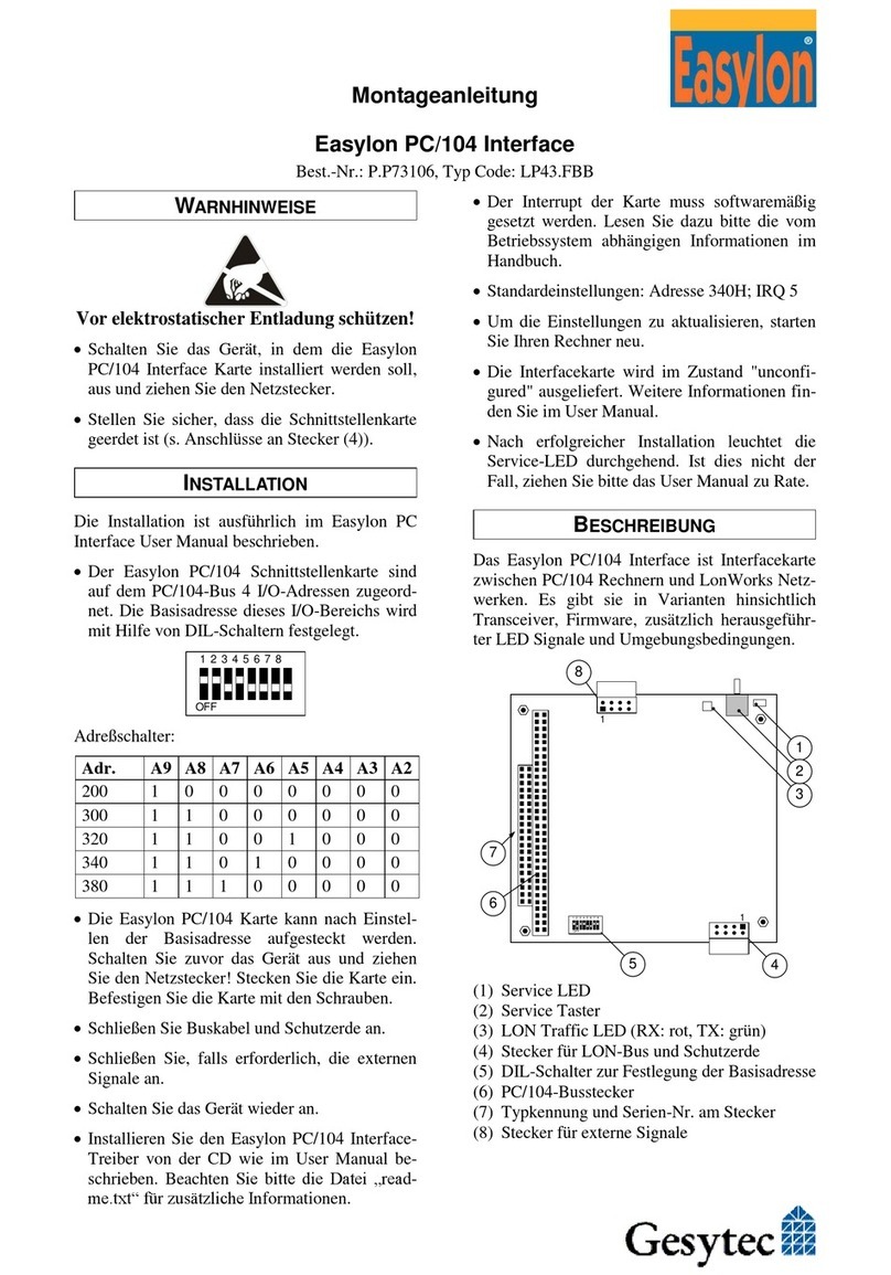 Gesytec Easylon PC/104 Interface User manual