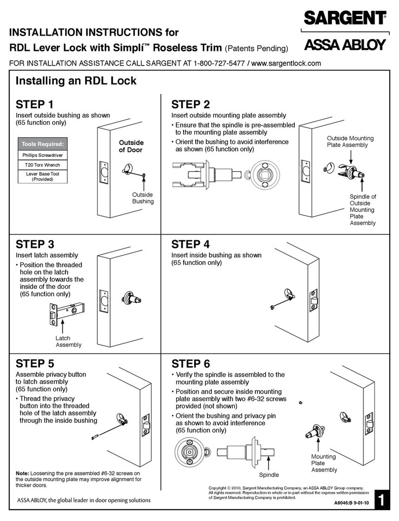 Sargent RDL installation instructions