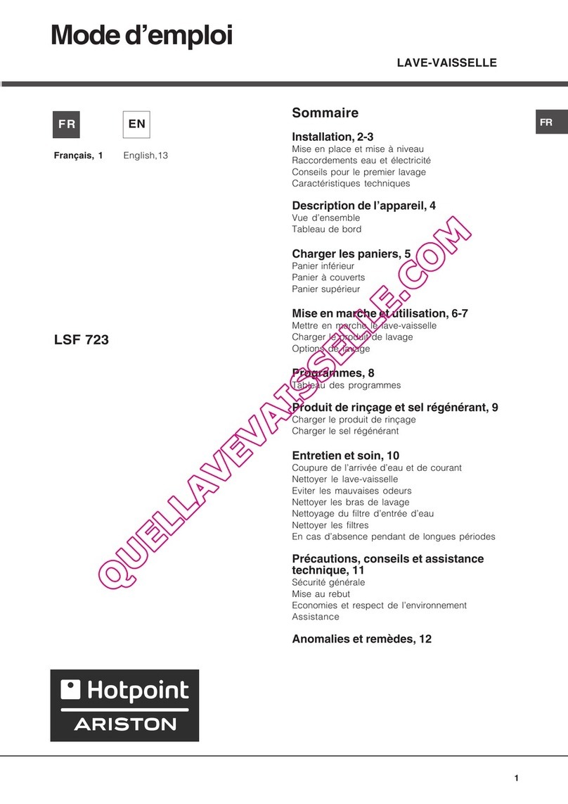 Hotpoint Ariston LSF 723 operating instructions