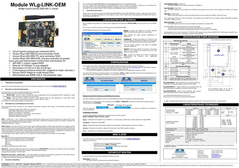 Acksys WLg-LINK-OEM manual