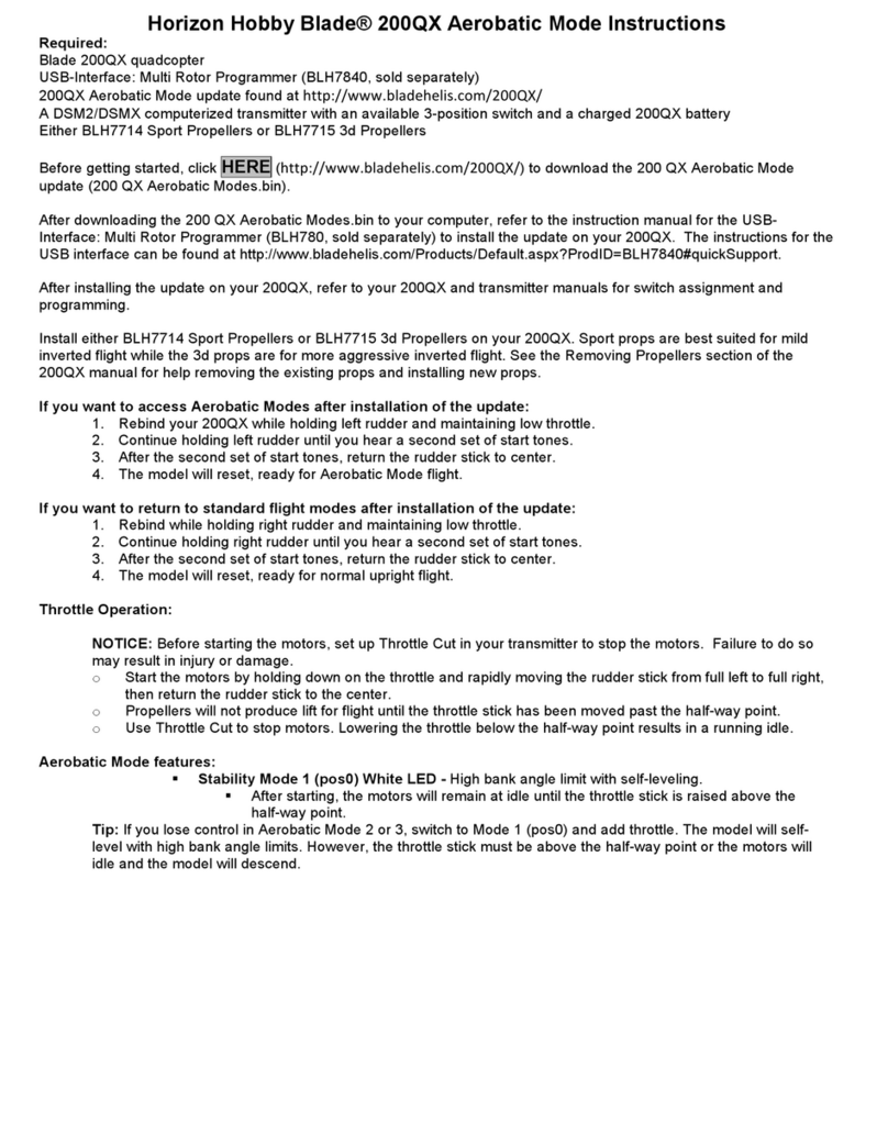 Horizon Hobby Blade 200QX instructions
