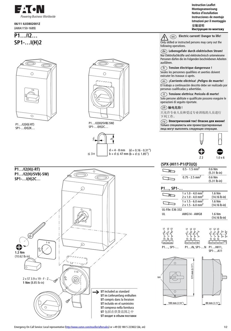 Eaton P1 I2 Series Instruction leaflet