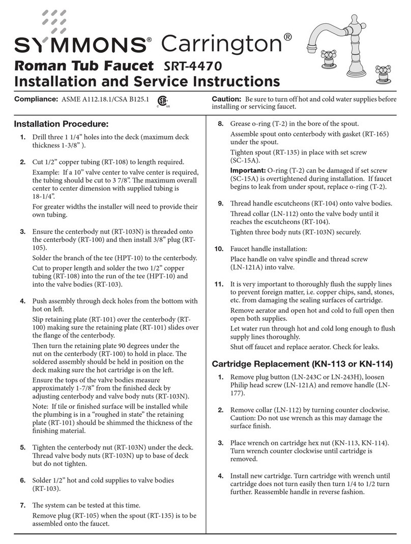 Symmons Carrington SRT-4470 Quick guide Symmons Carrington SRT-4470 Quick guide