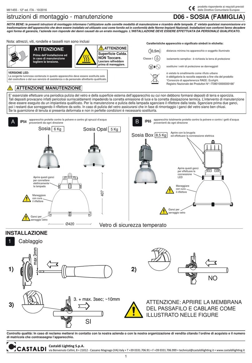 Castaldi Lighting D06 SOSIA Series Installation and maintenance sheet