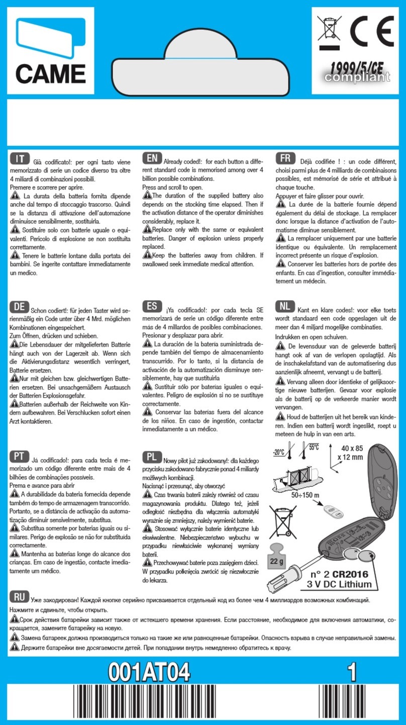 CAME ATOMO Series User manual