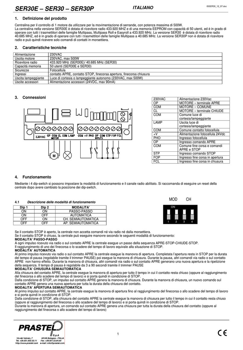 PRASTEL SER30E manual
