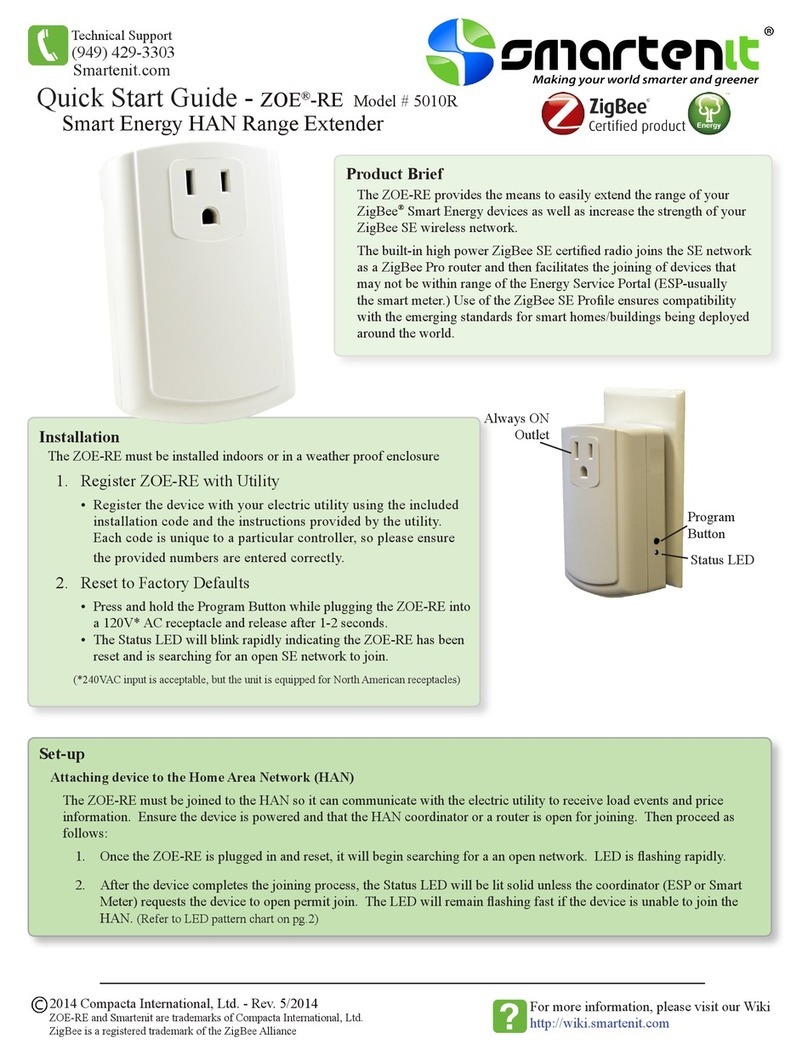 Smartenit ZOE-RE 5010R quick start guide