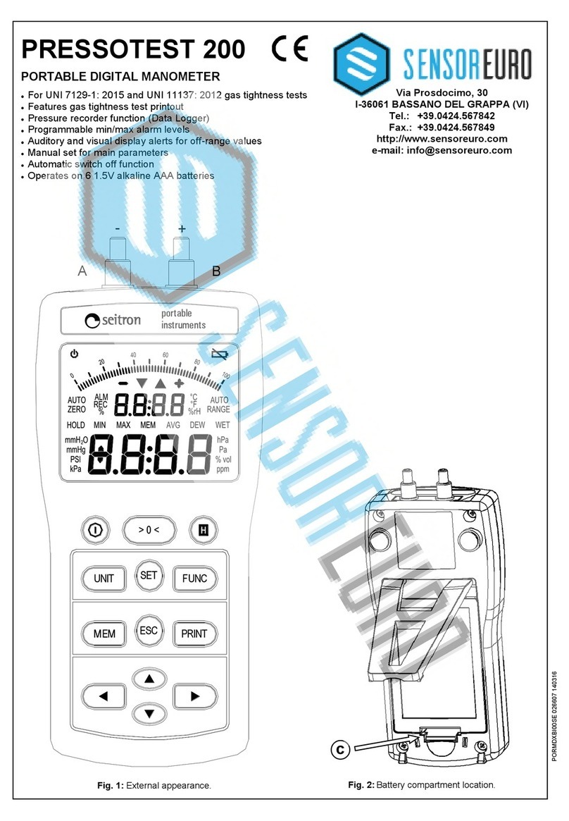 Seitron PRESSOTEST 200 quick start guide