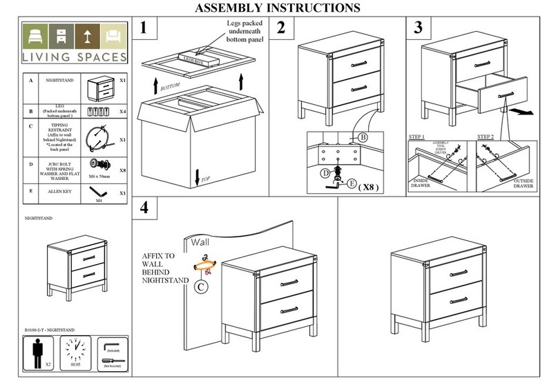 Living Spaces Willow Creek Nightstand Assembly instructions