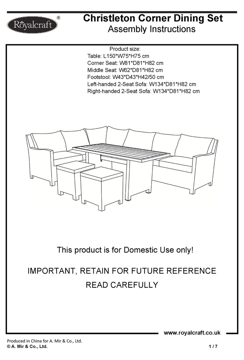 Royalcraft Christleton Corner Dining Set Assembly instructions