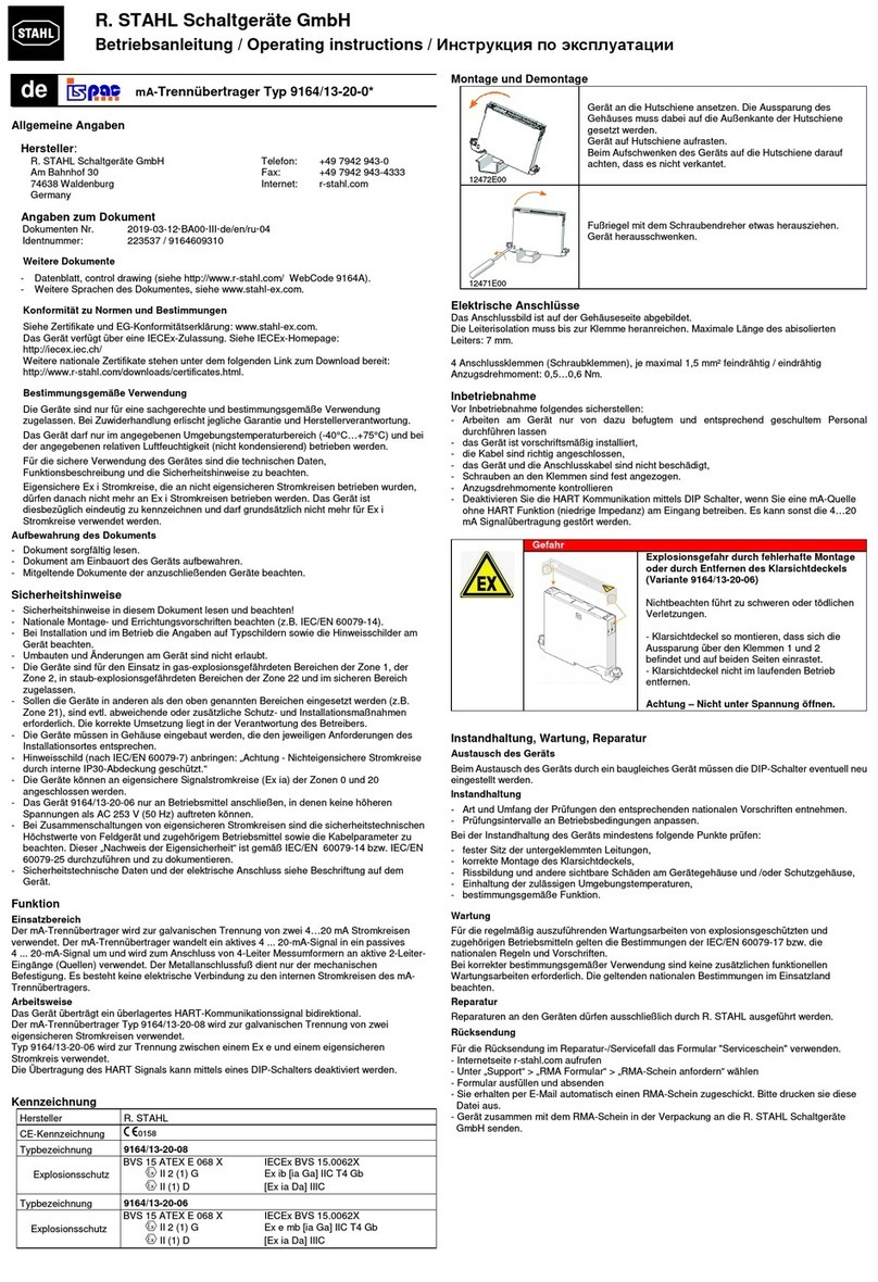 Stahl 9164/13-20-0 Series operating instructions